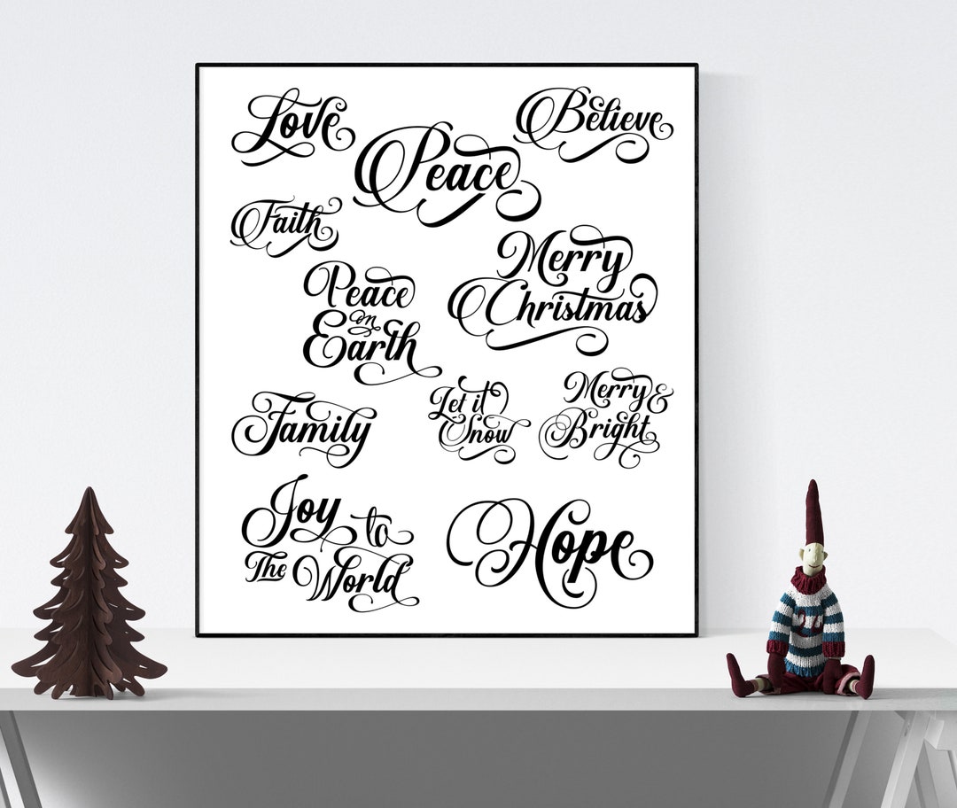 SVG Christmas Inspirational Words Bundle, Cut File, Dxf, Pdf, Png, Eps ...