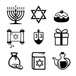 Éléments Happy Hanukkah, svg, minimaliste, fichiers coupés, cricut, glowforge