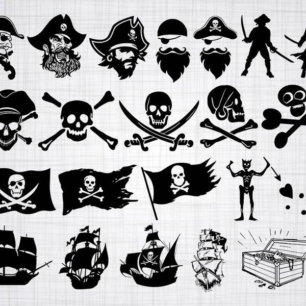 Pirate Bundle, svg, eps, dxf, png, clipart, cut files, silhouette, vector, cricut, vinyl, lasercut, glowforge