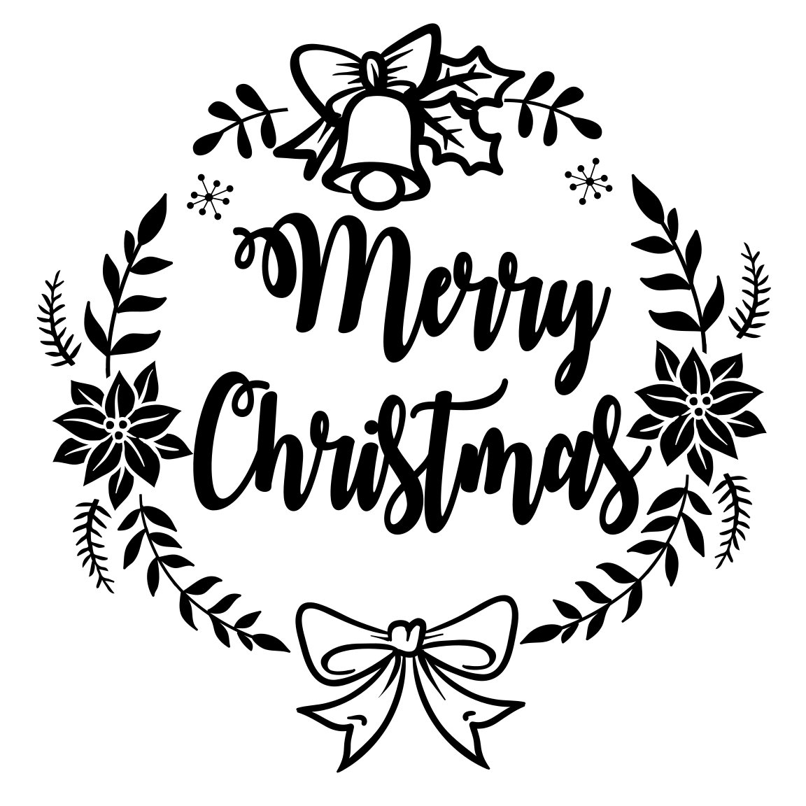 SVG Merry Christmas Wreath, Cut File, Dxf, Pdf, Png, Eps, Silhouette ...