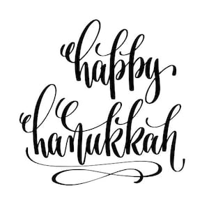 Happy Hanukkah banner hand lettered, SVG jewish holiday card dxf, png, pdf, eps, cricut, silhouette, glowforge, lasercut, vinyl, tshirt
