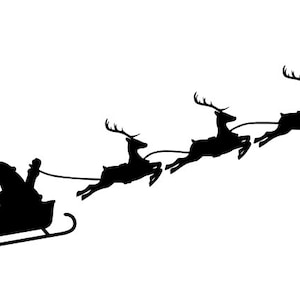 Père Noël et renne volant traîneau de Noël svg cerf, cricut, glowforge, silhouette, fichier coupé, numérique