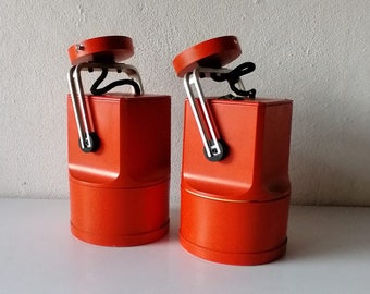 Unispot Orange Metal Pair of Spot Wall Lamps by Louis Poulsen, 1970s Denmark