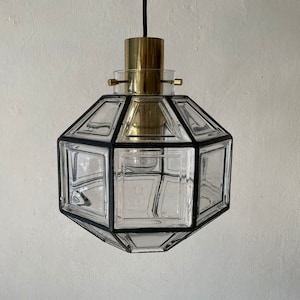 Limburg Iron Structured Glass and Brass Pendant Lamp, 1960s, Germany