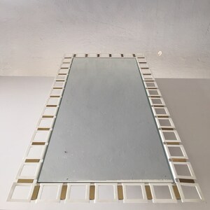 Mid Century Modern Lighted large metal frame wall mirror - 1960s German mirror - Brutalist Style Illuminated Mirror by Hillebrand