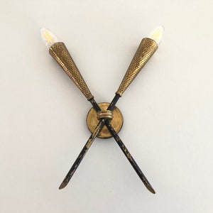 Aplique individual raro Mid-Century de metal dorado, años 50, Francia