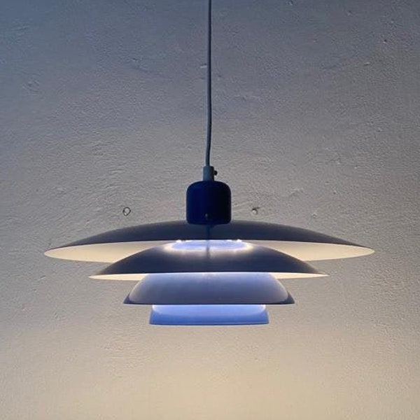 Danish Blue Metal Pendant Lamp, 1950s, Denmark