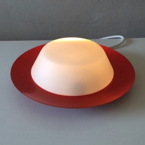 Opaline Glass & Red Metal Ufo Design ceiling or wall lamp - 1960s Germany