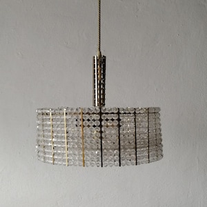 Gorgeous Brass Body & Plexiglass Beads Luxurious 3 Layer Chandelier by Emil Stejnar for Rupert Nikoll - 1950s Austria