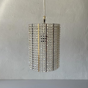 Cylinder Design Lux Pendant Lamp by Palwa with glass stones, 1960s, Germany