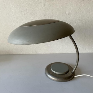 Grey Metal Industrial Desk Lamp, Bauhaus Style, 1960s, Germany