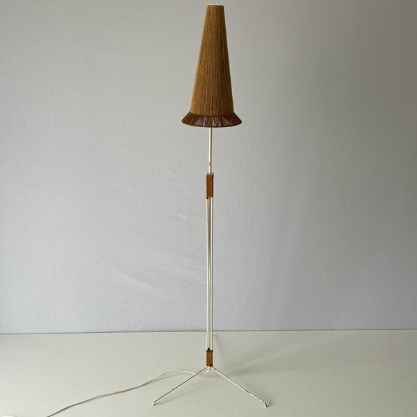Hans-Agne Jakobsson Raffia Bast Floor Lamp for Markaryd, 1960s, Sweden