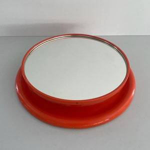 Wonderful Orange metal Pop Art Italian Round Wall Mirror, 1970s, Italy