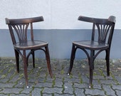 Italian Worn Bentwood Pair of Chairs, 1950s, Italy
