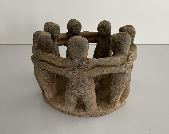 Terracotta Circle of Friends Candle Holder Vintage Friendship Circle
