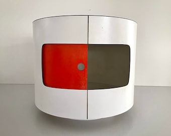 Italian design Orange and White Iconic Cabinet table with 1-Tier Drawer, In style of Kartell, 1960s, Italy