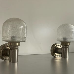 Space Age Glass and Metal Pair of Sconces by N Leuchten, 1970s, Germany