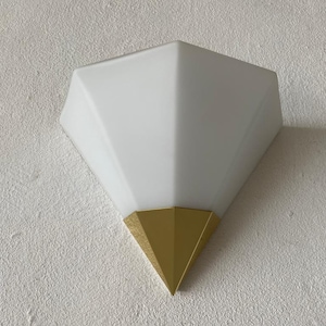 Triangle Design Opal Glass and Gold Metal Single Wall Sconce by Limburg, 1970s, Germany