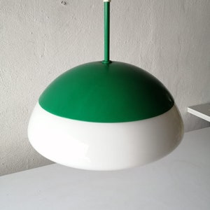 Green Metal & Opal Glass Wonderful Pendant Lamp, 1970s Germany