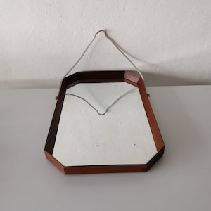 Italian Mid Century Teak Rectangle Wall Mirror - 1950s
