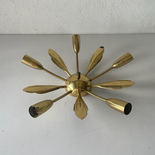 Mid Century Brass 5-Armed Sputnik Ceiling Lamp, 1950s, Germany
