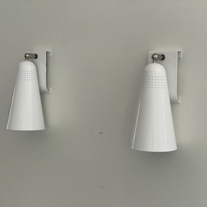 Mid-Century Modern Pair of White Metal Sconces, 1960s, Germany