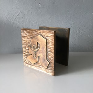 Very heavy solid bronze square door handles - Apotheke door handles - 1960s Germany