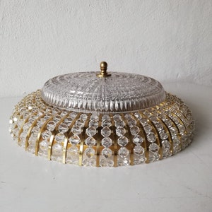 Palwa Mid Century Modern flush mount Ceiling Lamp - designed with glass stones & brass body - 1960s Germany