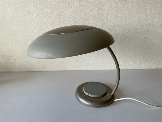 Lampe de bureau industrielle en métal gris, style Bauhaus, années