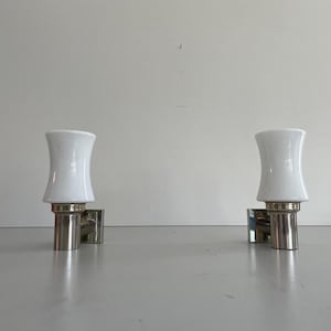 Space Age Glass and Metal Pair of Sconces by N Leuchten, 1970s, Germany