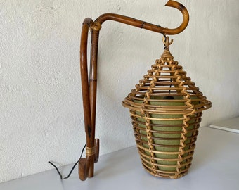 Unique Lantern Design Italian Bamboo Wall Sconce, 1960s, Italy