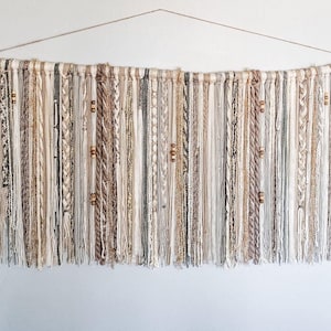 Custom Driftwood Wall Art: Bohemian Yarn Wall Hanging, Neutral Aesthetic Home Decor, Macrame Headboard - Unique Wall Art