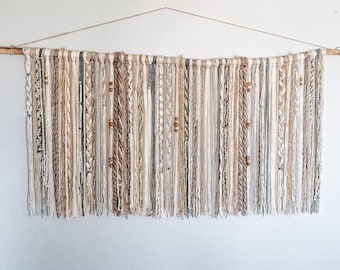 Custom Driftwood Wall Art: Bohemian Yarn Wall Hanging, Neutral Aesthetic Home Decor, Macrame Headboard - Unique Wall Art