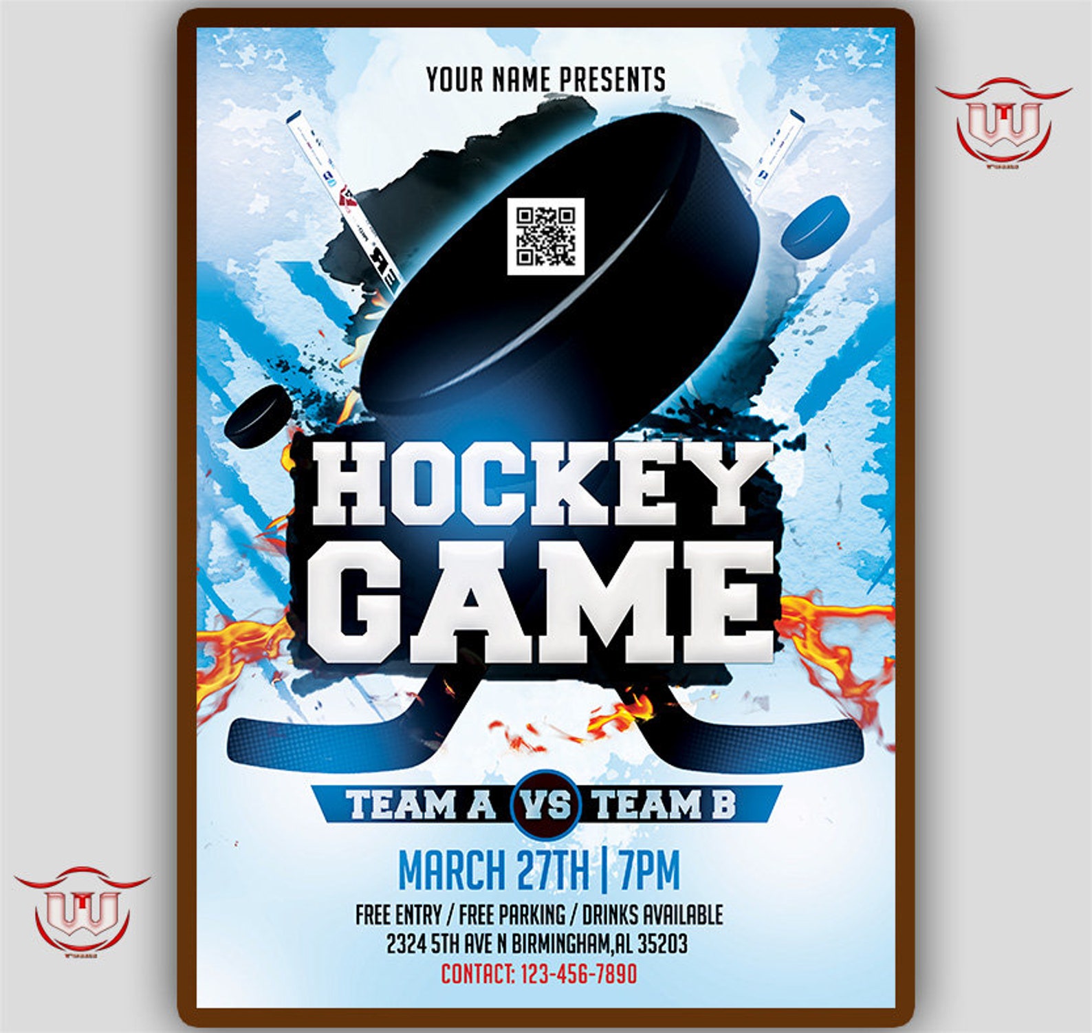 Hockey Game Flyer Hockey Night Flyer Hockey Birthday Etsy