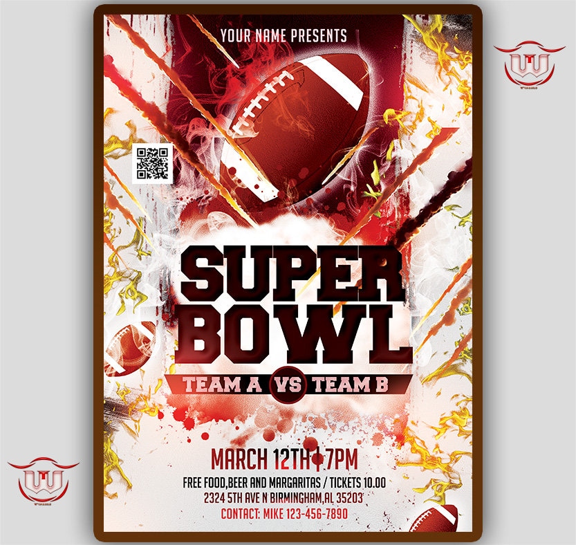 Super bowl party flyer college football invitation super Etsy