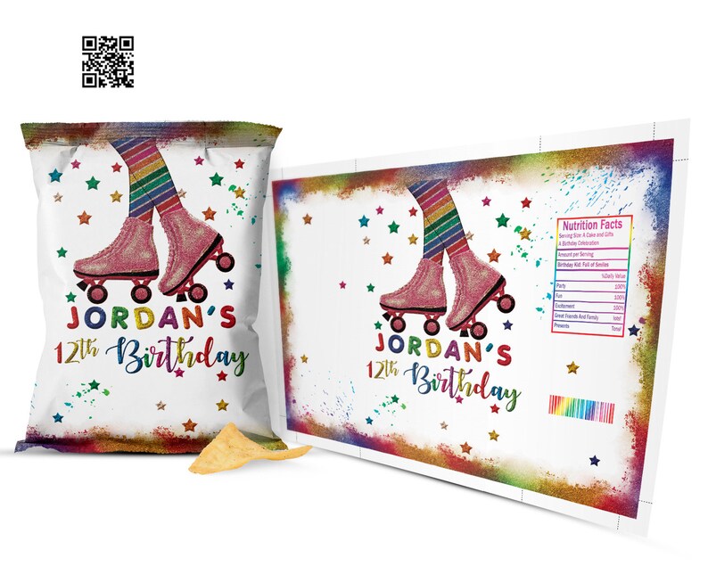 Roller Skate Chip Bag Roller Skating Birthday Party Chip Etsy