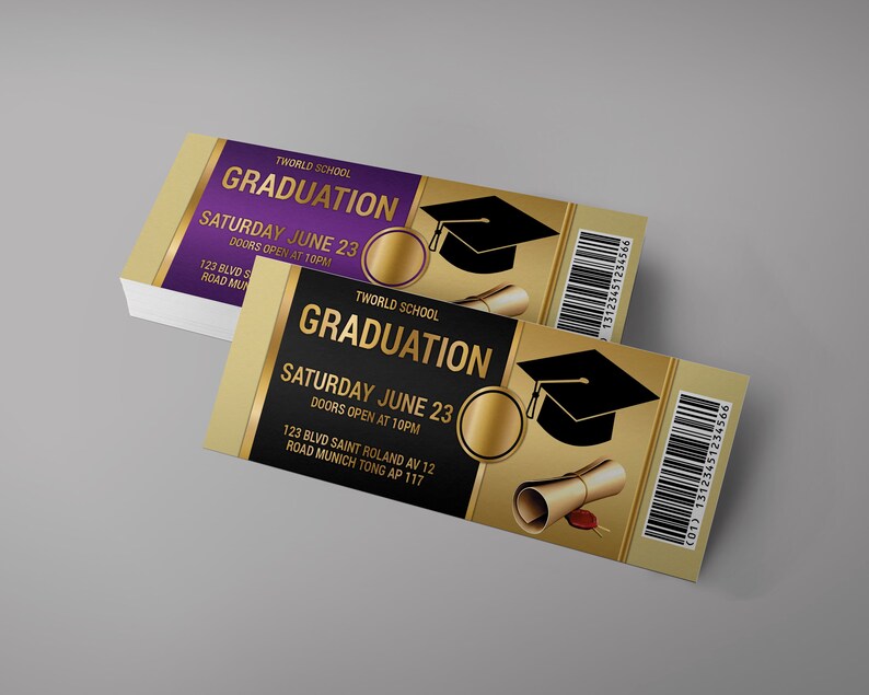 graduation event tickets design graduation invitation ticket etsy