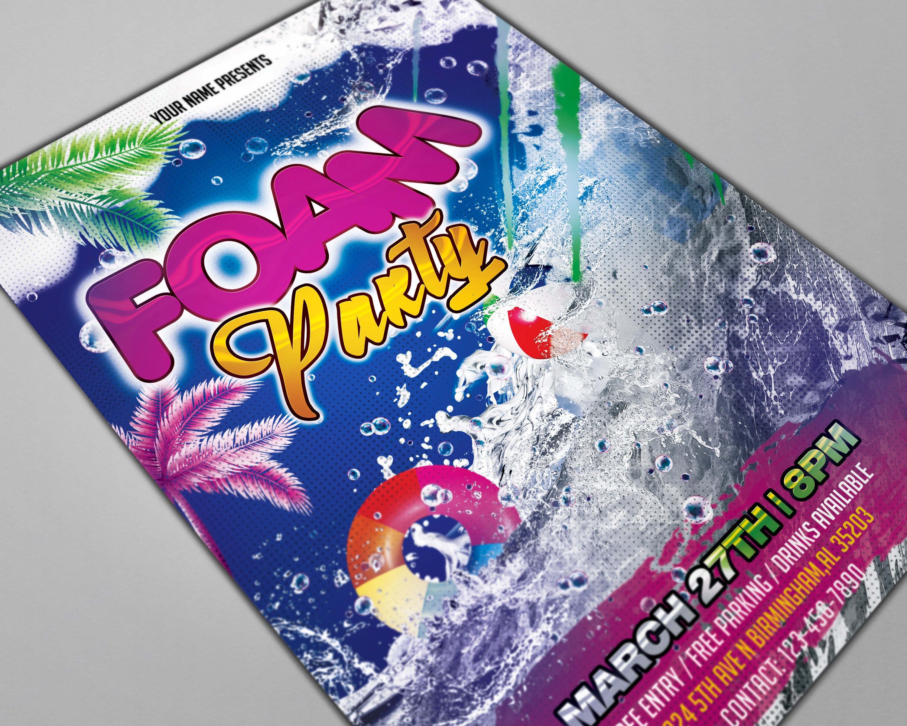 Foam Party Flyer Foam Birthday Party Flyer Foam Invitation Etsy UK
