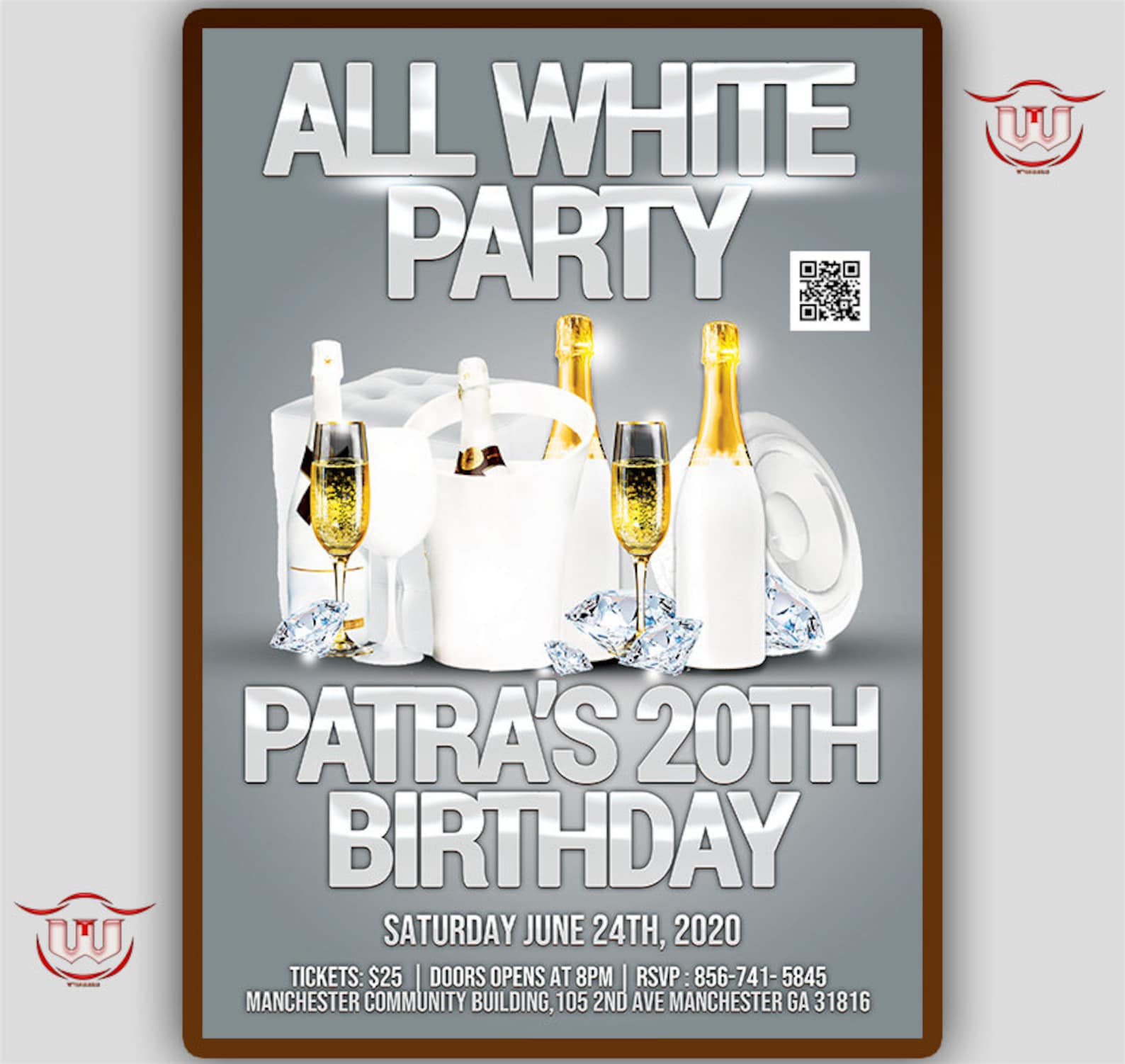 All White party Invitation Flyer white flyer white birthday | Etsy