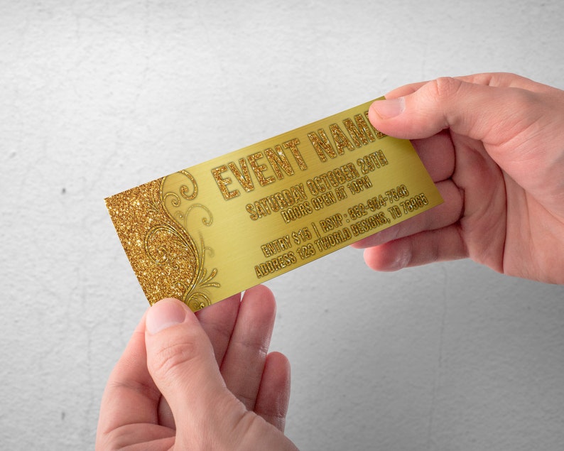 Gold Glitter Event Tickets Design Wedding Ticket Gala Etsy