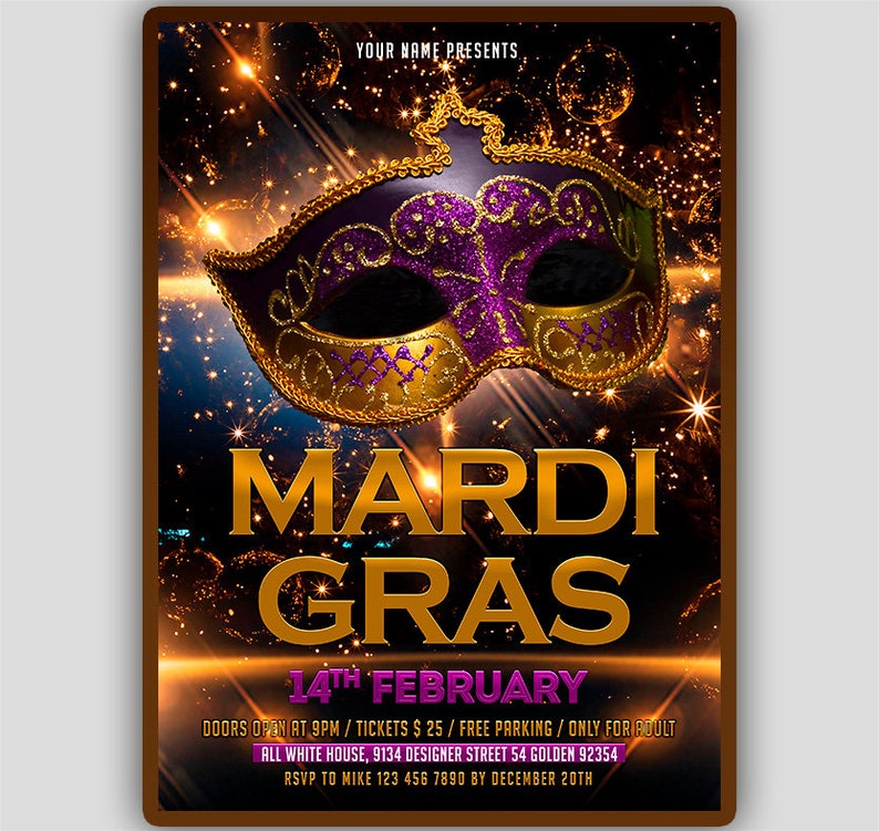 mardi gras invitation sweet 16