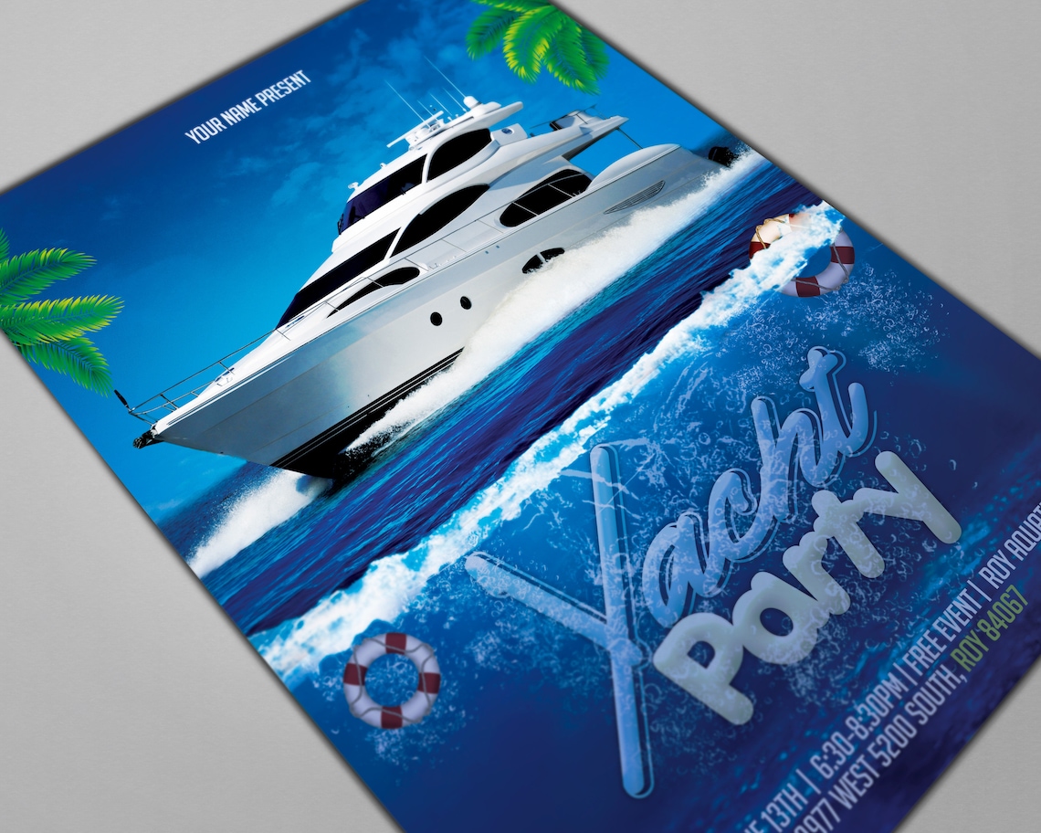 Yacht Party Invitation Boat Invitation Yacht Birthday Party Etsy