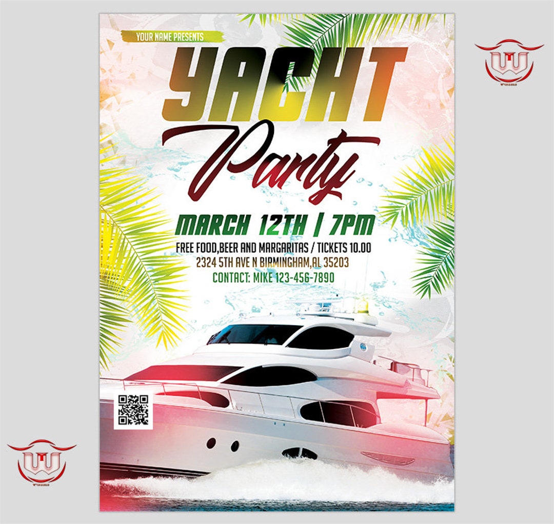 Yacht Party Invitation, Yacht Birthday Party Flyer, Boat Party Invite