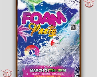 Foam Party Flyer, foam birthday party flyer, foam party invitation, foam party flyer design, adult foam party invite, foam birthday party