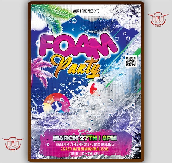 Foam Party Flyer foam birthday party flyer foam invitation Etsy México