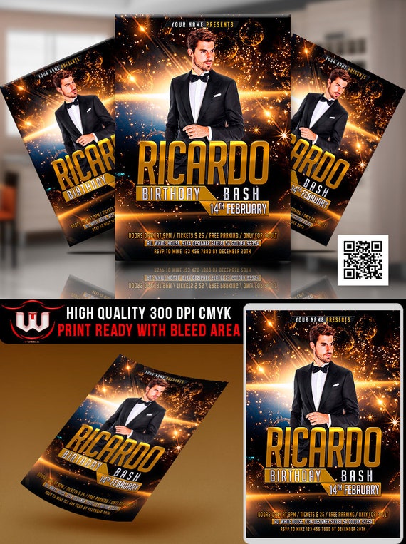 birthday party invitation birthday bash flyer birthday invitation gold birthday invite adult party invitation printable invitation birthday bash flyer