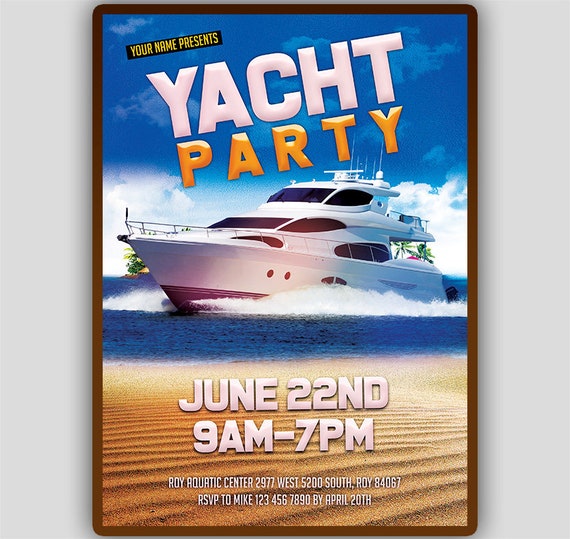 Yacht Party Flyer Yacht Party Invitation Yacht Birthday Etsy