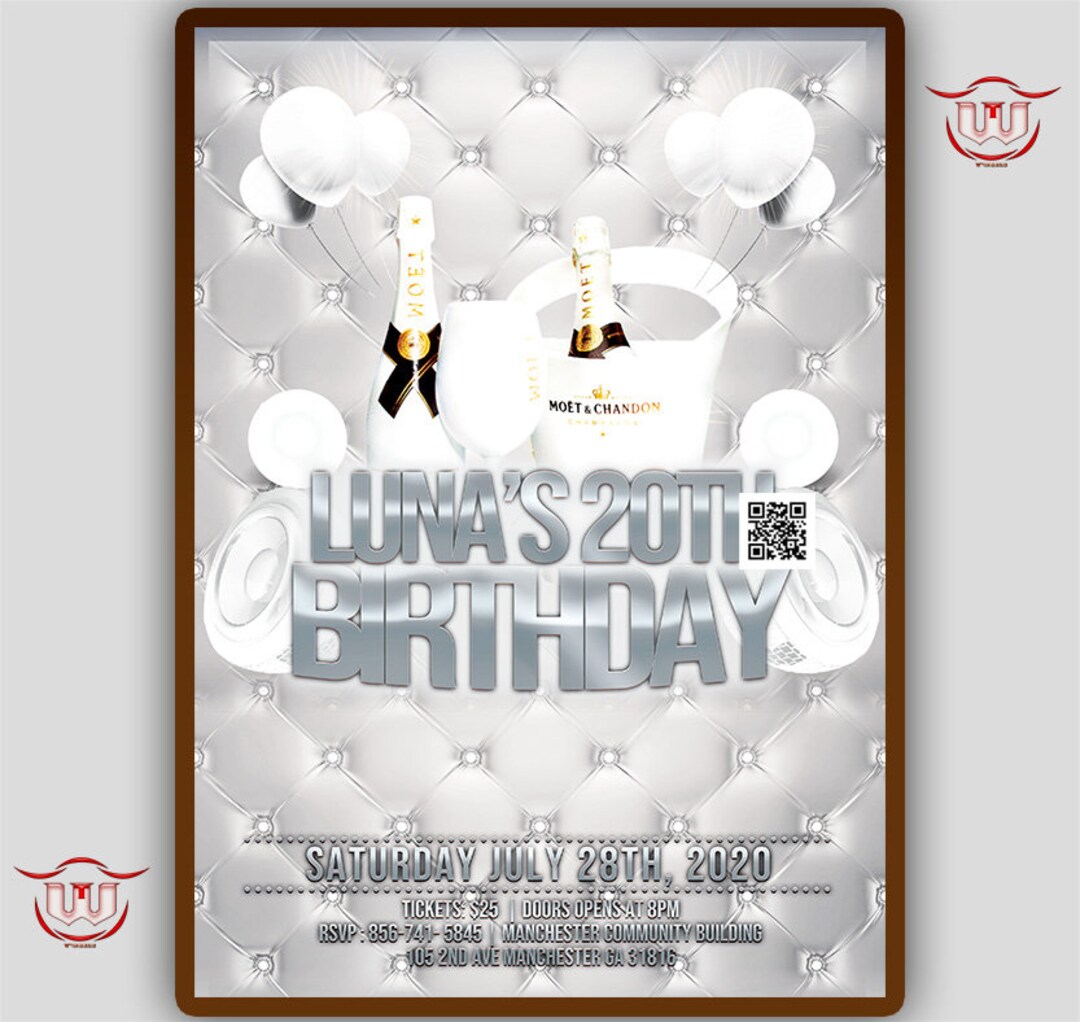 All White Party Invitation Flyer, White Birthday, White Party