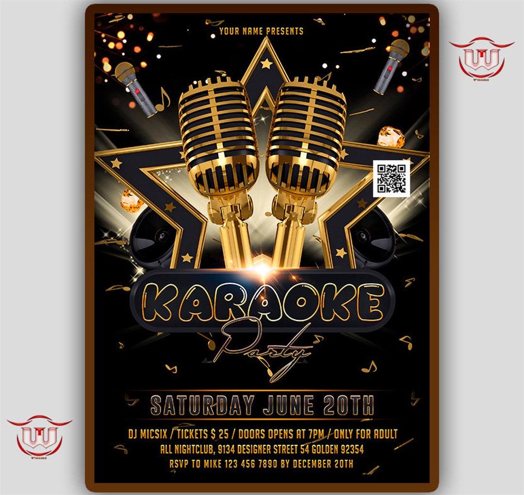 Gold Karaoke Party Flyer Karaoke Invitation Karaoke Birthday picture