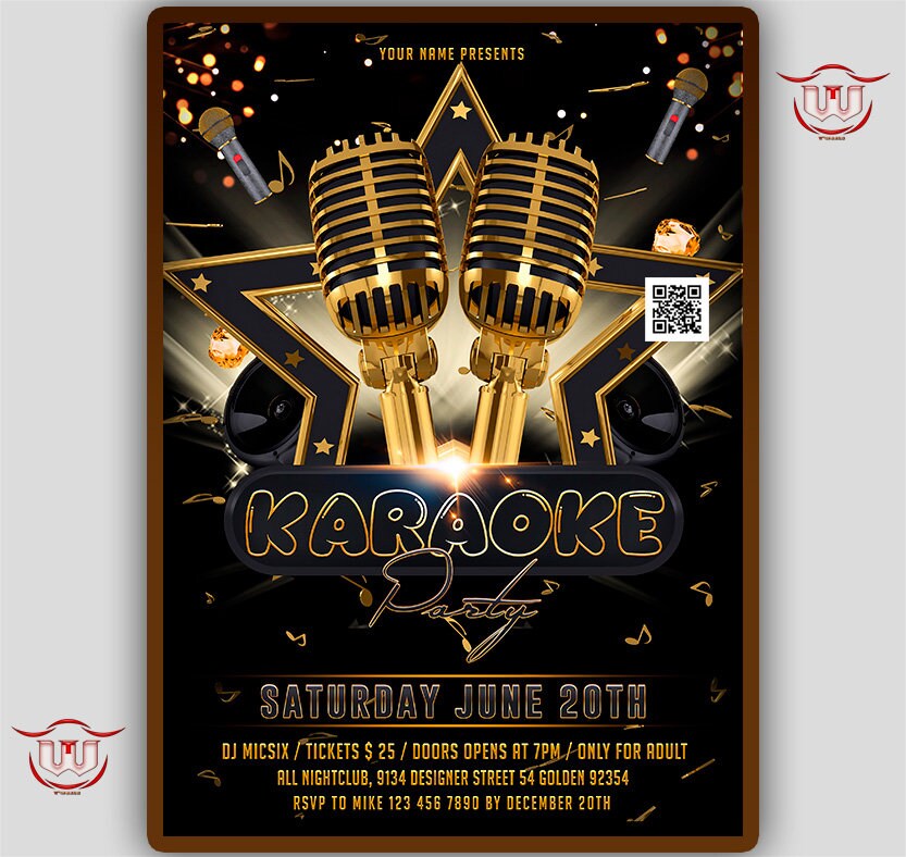 Gold karaoke party flyer karaoke invitation karaoke birthday Etsy
